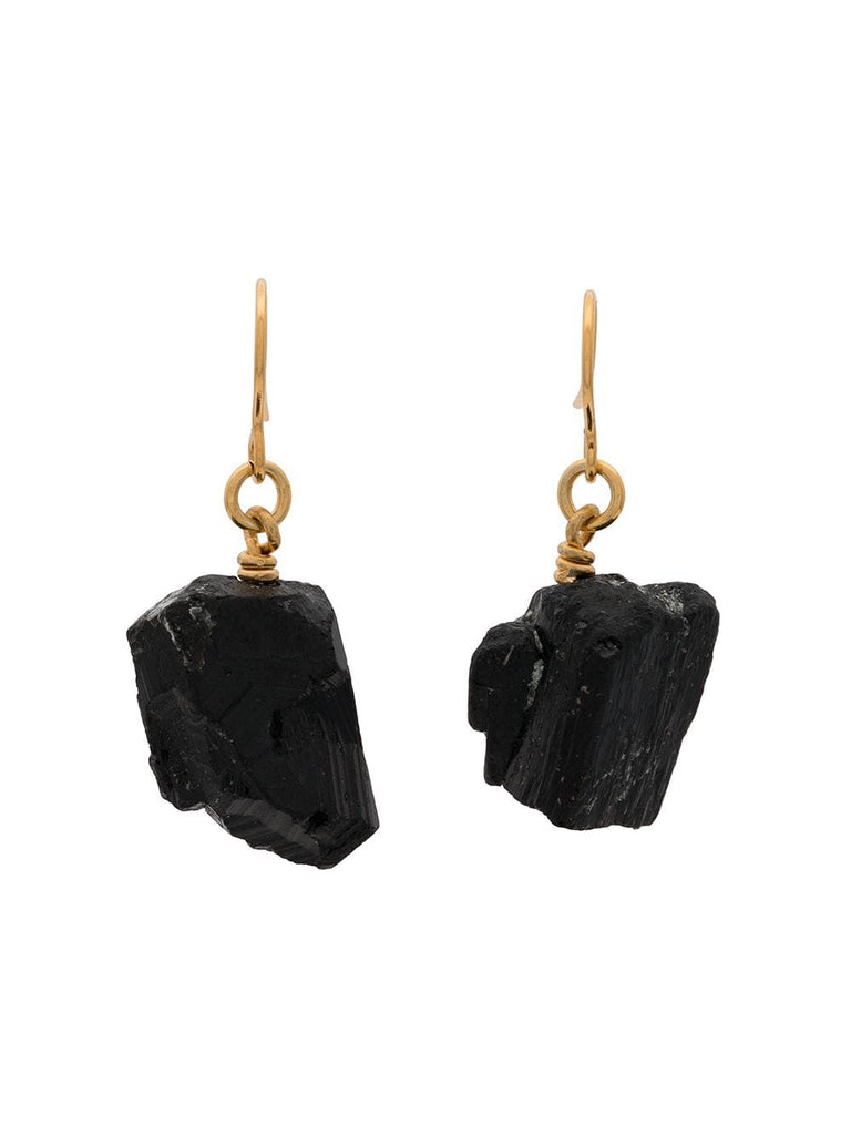 gold plated The Raw One Black Tourmaline earrings