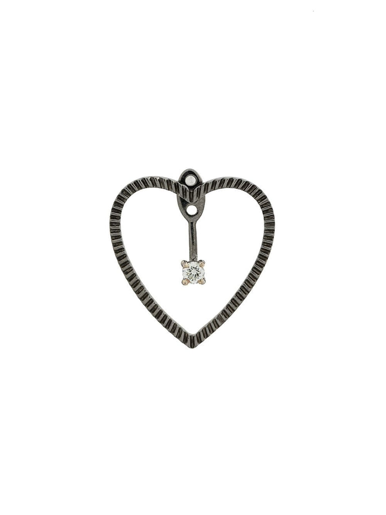 18kt black gold and diamond Heart Earring