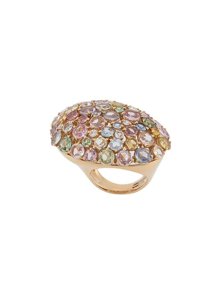 18kt rose gold rainbow sapphire ring