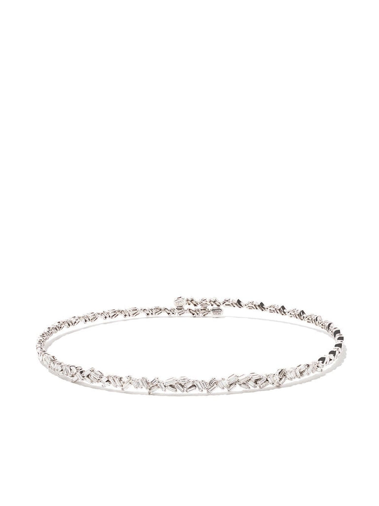 18kt white gold and diamond Flexible choker necklace