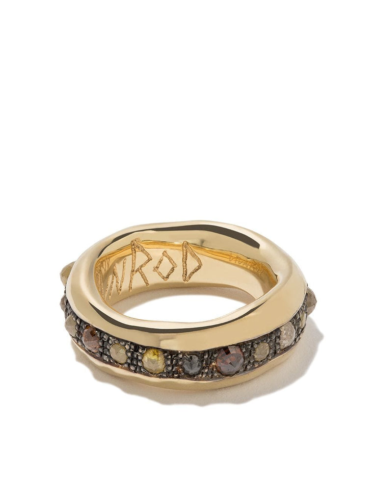 18kt yellow gold and diamond Enki band ring