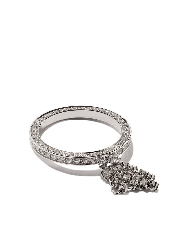 18kt white gold full pave diamond Fluid Captured ring