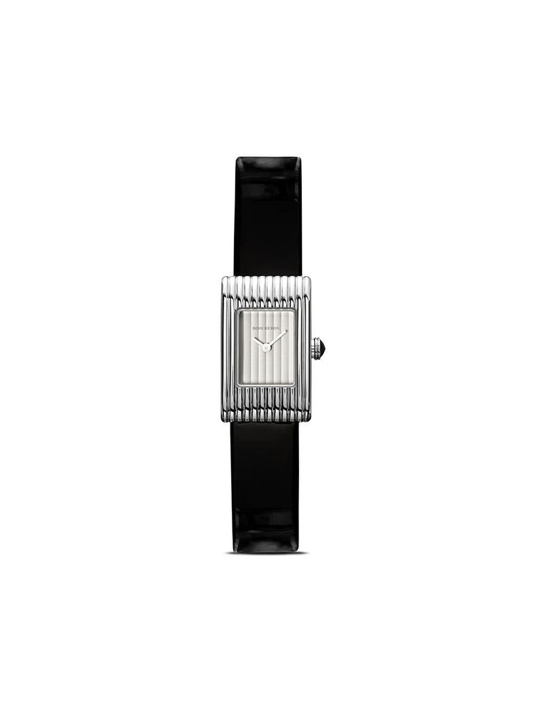 small Reflet black leather strap watch