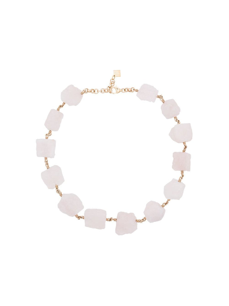 14K yellow gold rose quartz Not A Pearl Necklace