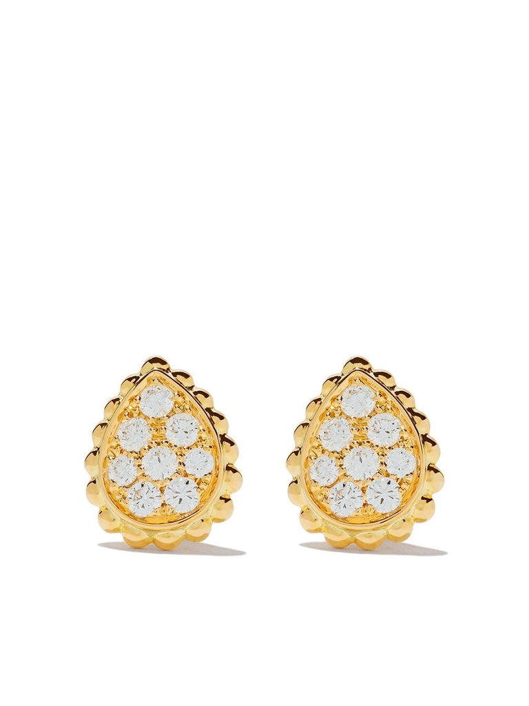 18kt yellow gold Serpent Bohème diamonds XS teardrop stud earrings