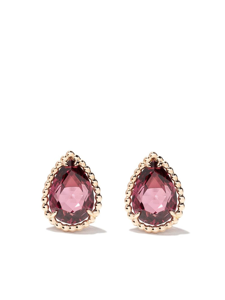 18kt rose gold Serpent Bohème  rhodolite  teardrop stud earrings