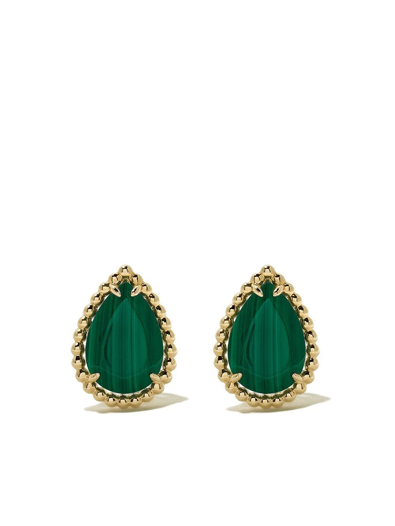 18kt yellow gold Serpent Bohème  malachite  teardrop stud earrings