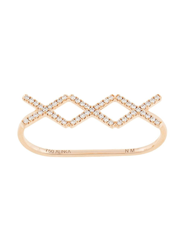 18kt rose gold KATIA TRIO diamond two-finger ring