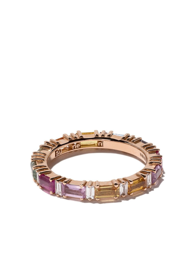 18kt rose gold, diamond and sapphire Rainbow Eternity band