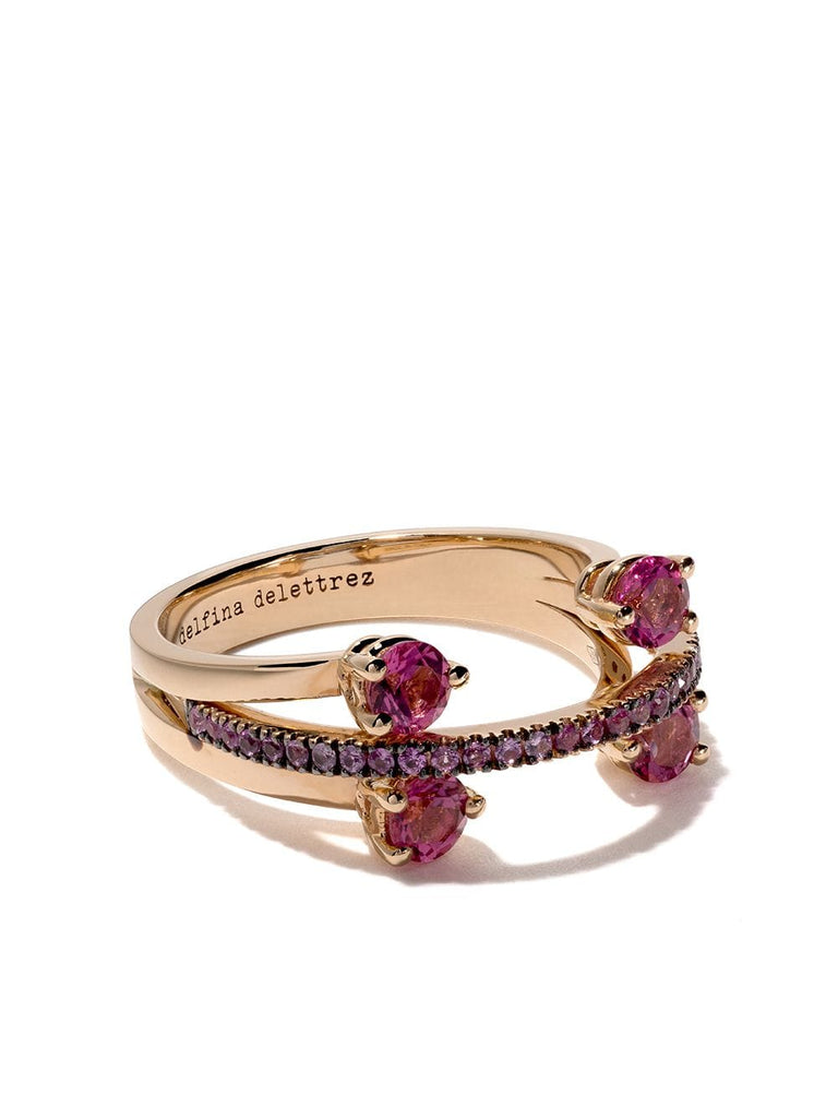 18kt rose gold, tourmaline and sapphire Linked Dots ring