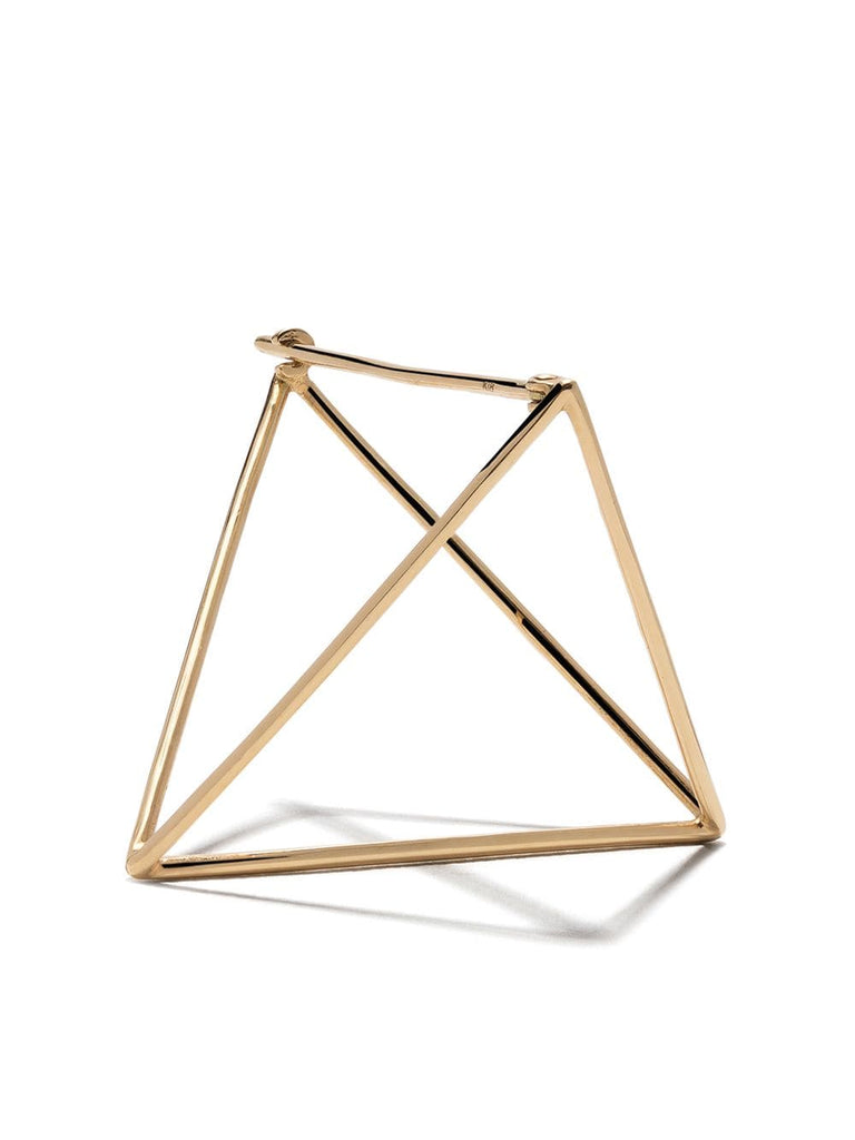 18kt yellow gold 3D 30mm Triangle earring