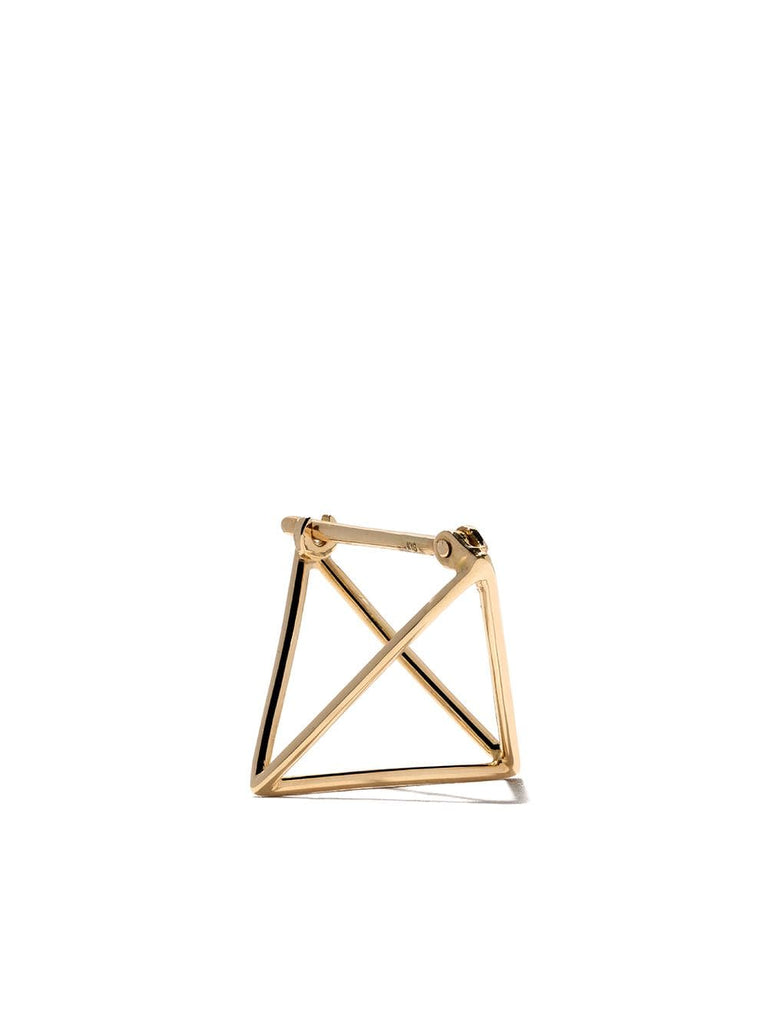 18kt yellow gold 3D 10mm Triangle earring