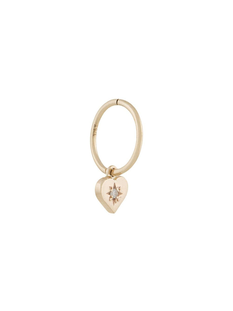 diamond heart hoop earring