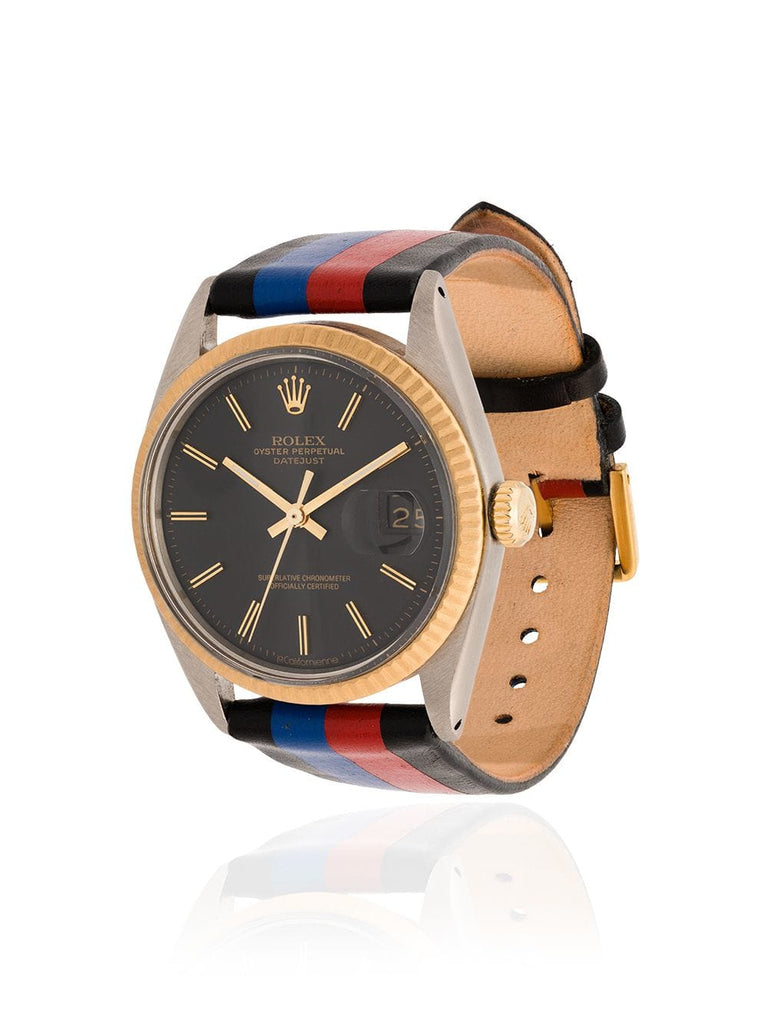 36 mm Rolex Nuit Tricolour Leather Band Watch