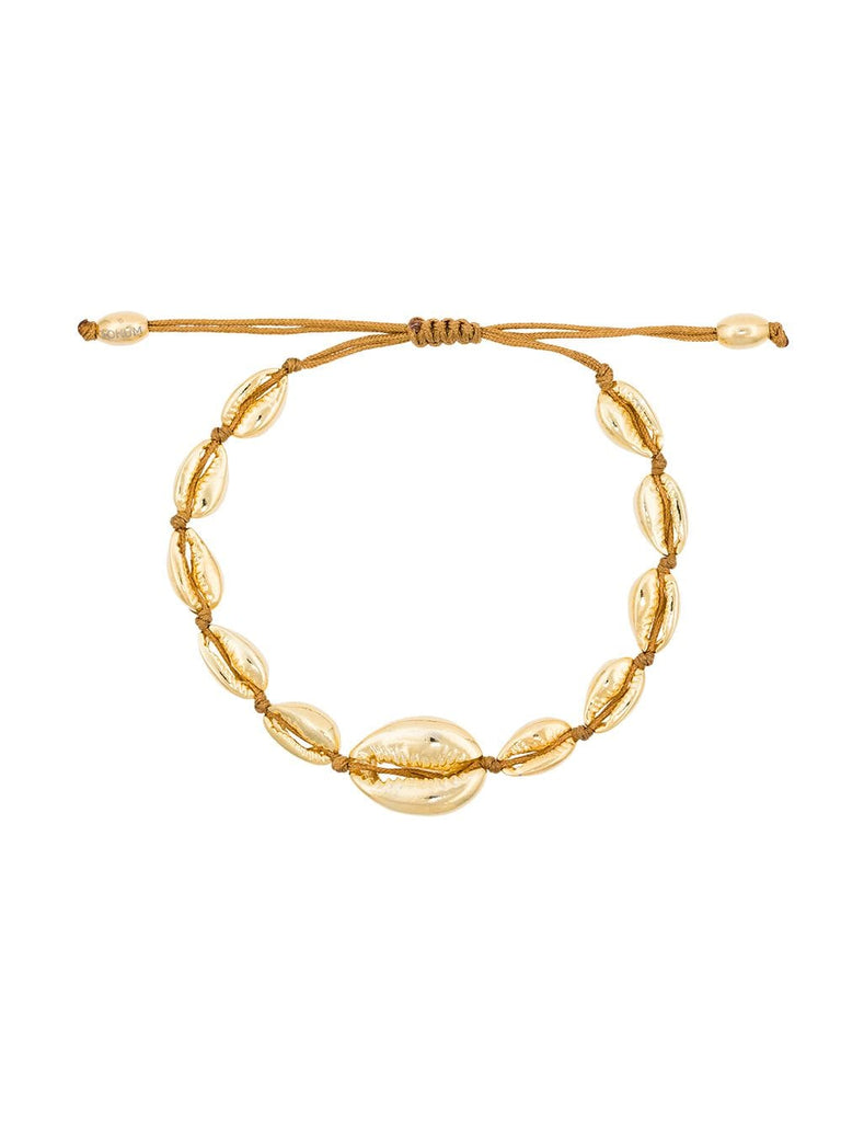 metallic gold large puka shell bracelet