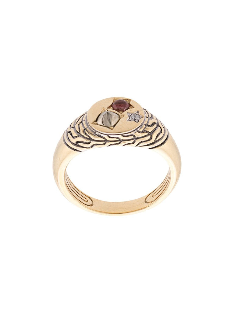 Adwoa Aboah 18kt Yellow Gold and Mixed Stone Classic Chain Signet Pinky Ring