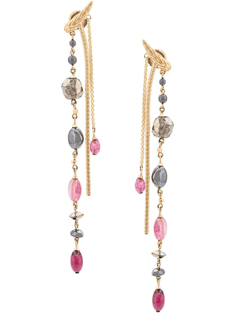 Adwoa Aboah 18kt Yellow Gold, Hematite, Rubellite, Stone And Pink Tourmaline Chain Earrings