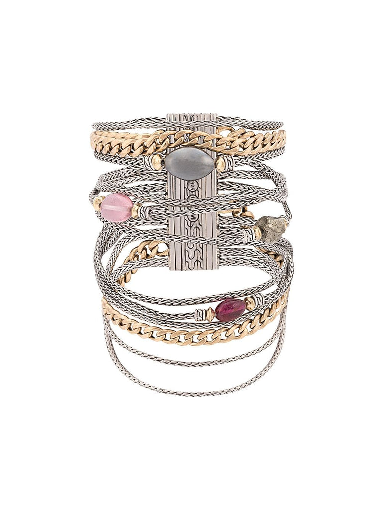 Adwoa Aboah 18kt Yellow Gold, Silver and Mixed Stone Classic Chain Multi-Row Bracelet