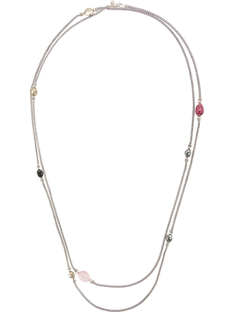 Adwoa Aboah Silver and Mixed Stone Classic Chain Multi-Row Necklace