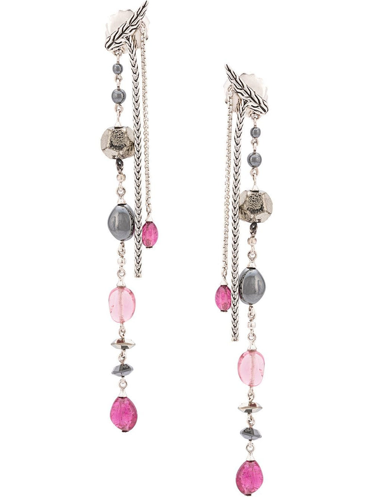 Adwoa Aboah Silver and Mixed Stone Classic Chain Drop Earrings