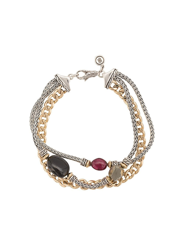 Adwoa Aboah 18kt Yellow Gold, Silver and Mixed Stone Classic Chain Triple-Row Bracelet