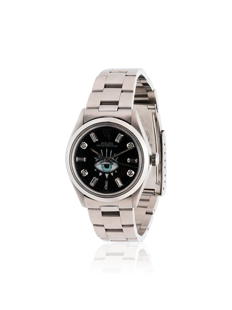 black Rolex eye stainless steel watch