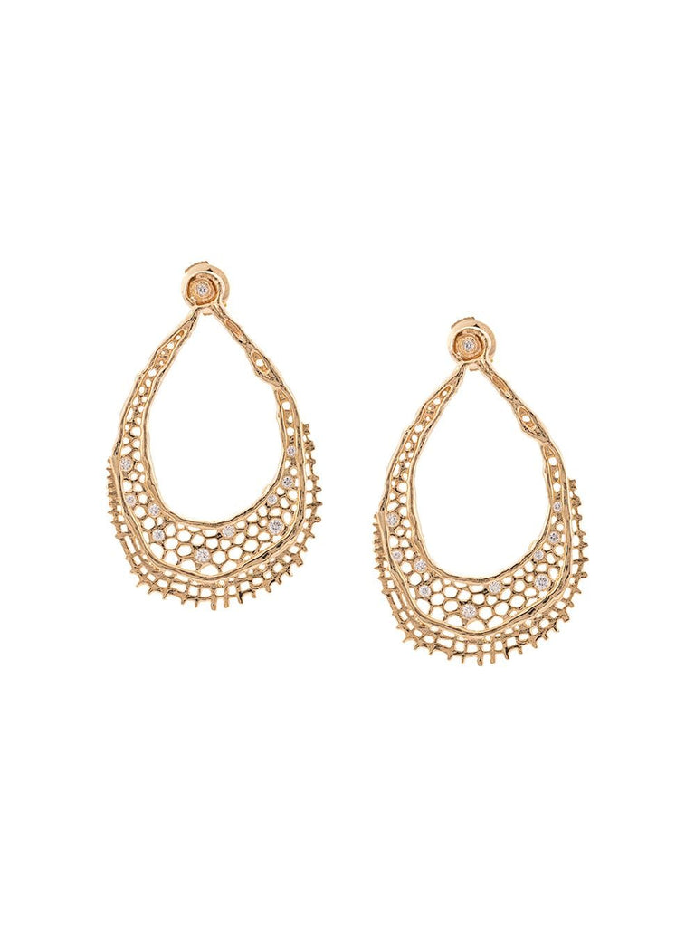 18kt yellow gold & diamond lace earrings