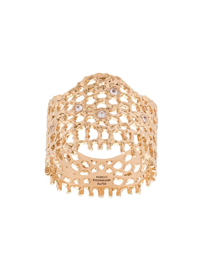 18kt yellow gold & diamond lace ring