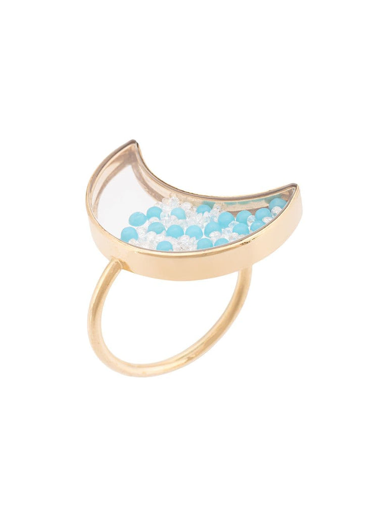 Moon ring with turquoises & white saphires