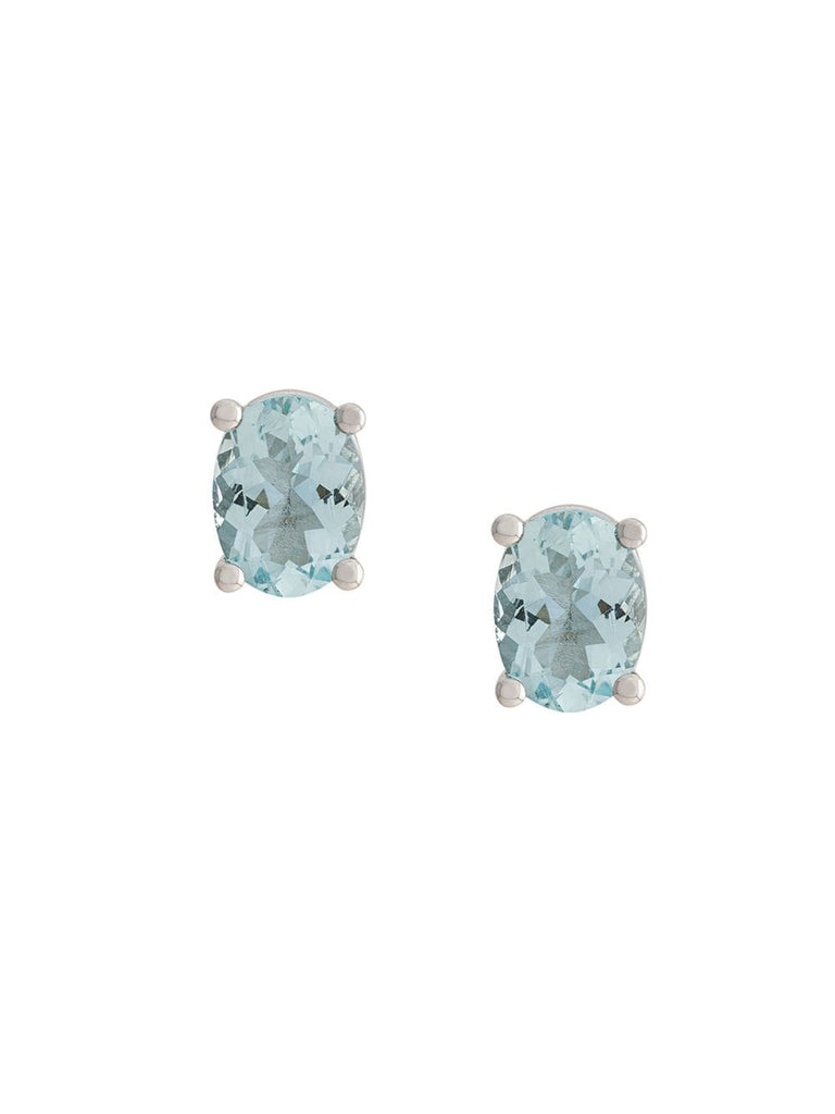 18kt white gold Dots Solitaire aquamarine stud earrings