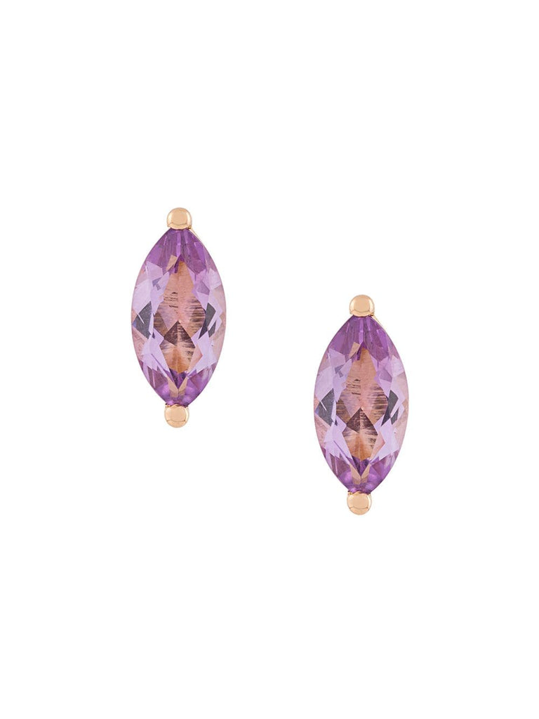 18kt champagne gold Dots Solitaire amethyst stud earrings