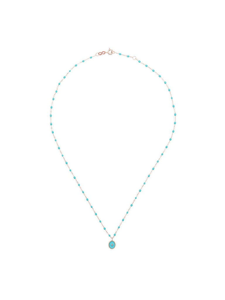 Turquoise Rose Gold Beaded Diamond Necklace