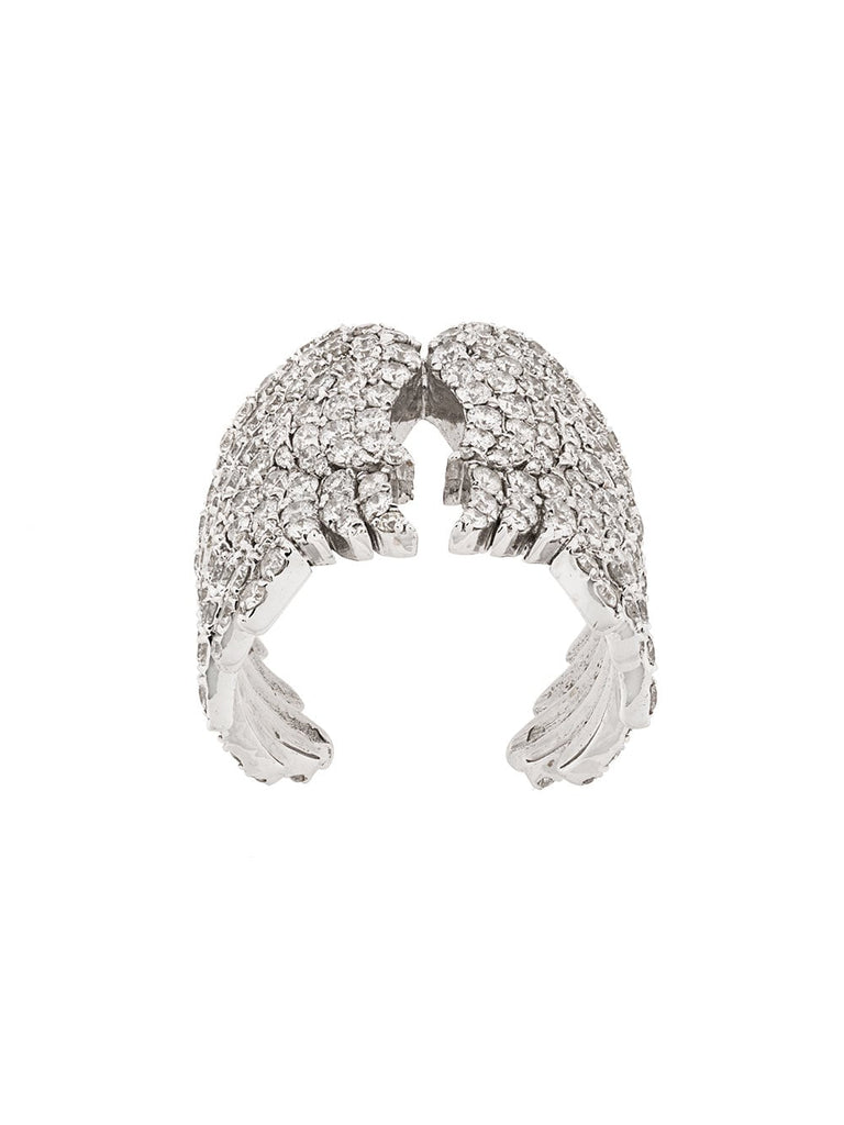 18kt white gold and diamond wing cocktail ring