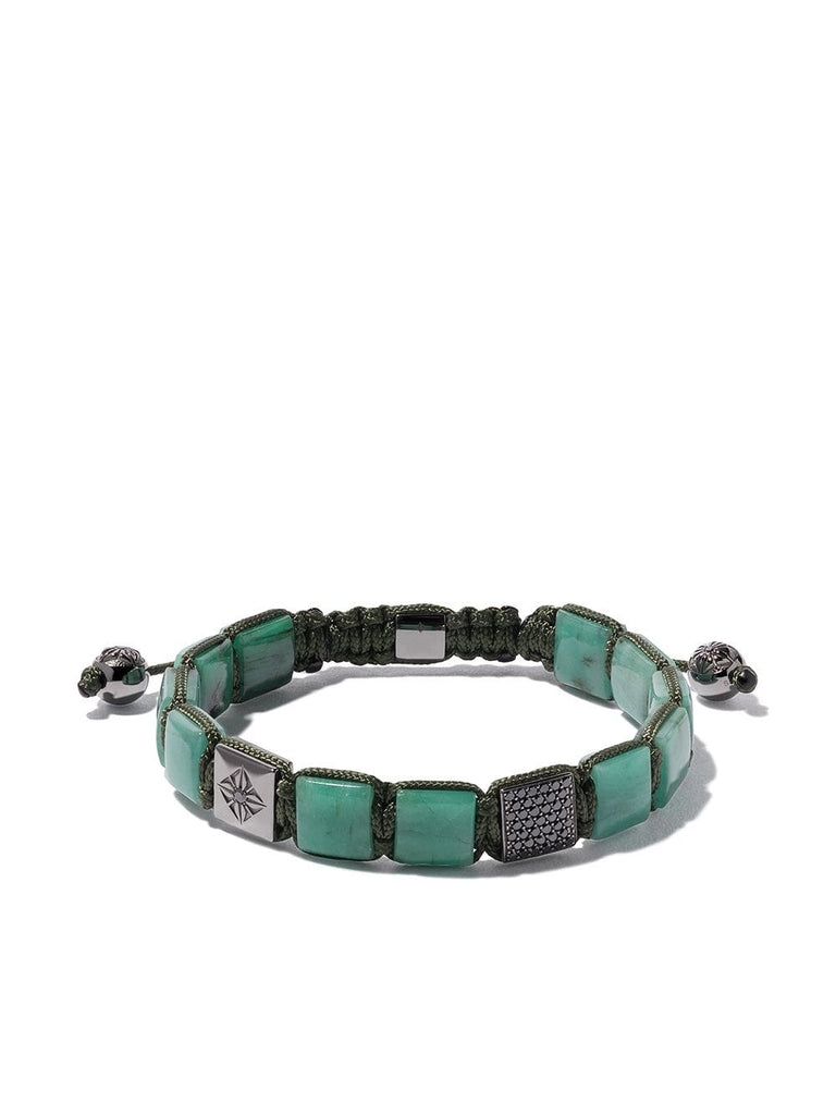 18kt white gold, emerald & black diamond bracelet