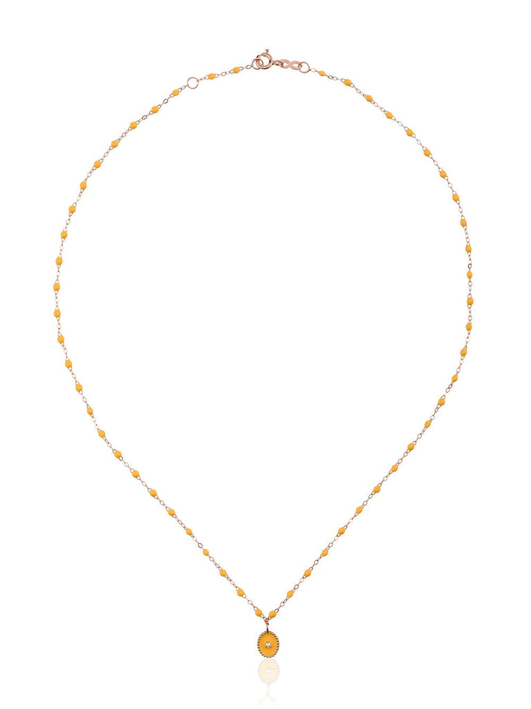 yellow RG bead diamond and rose gold necklace