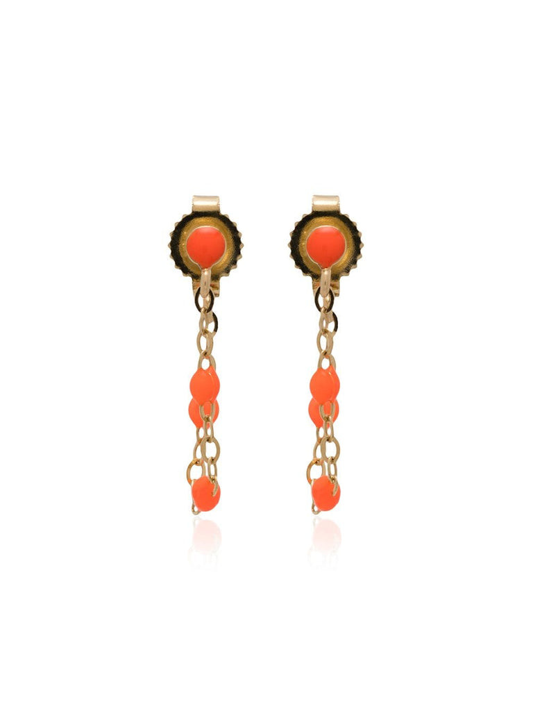 18k yellow gold orange beaded earrings