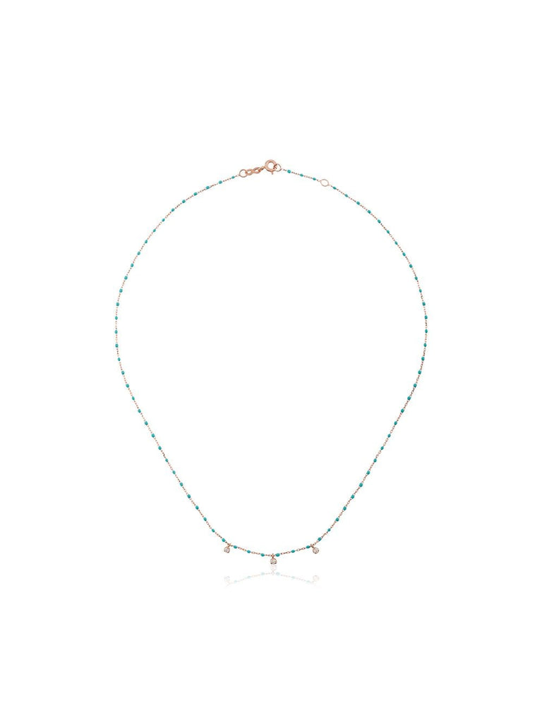 blue 18kt rose gold beaded diamond necklace