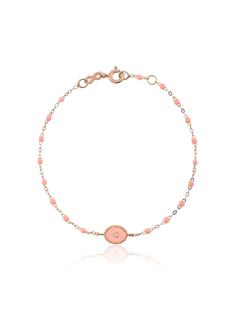 salmon pink RG bead diamond and rose gold bracelet