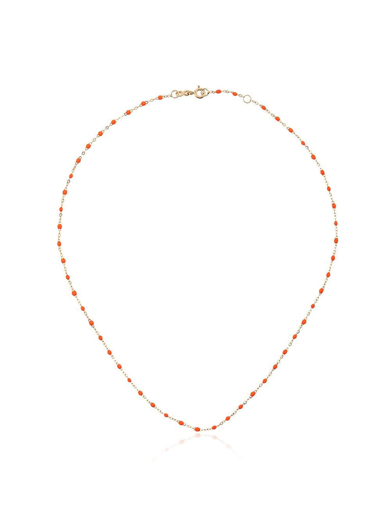 18k yellow gold orange beaded necklace