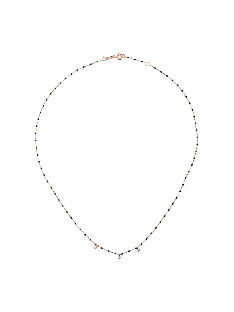 black RG bead diamond and rose gold necklace