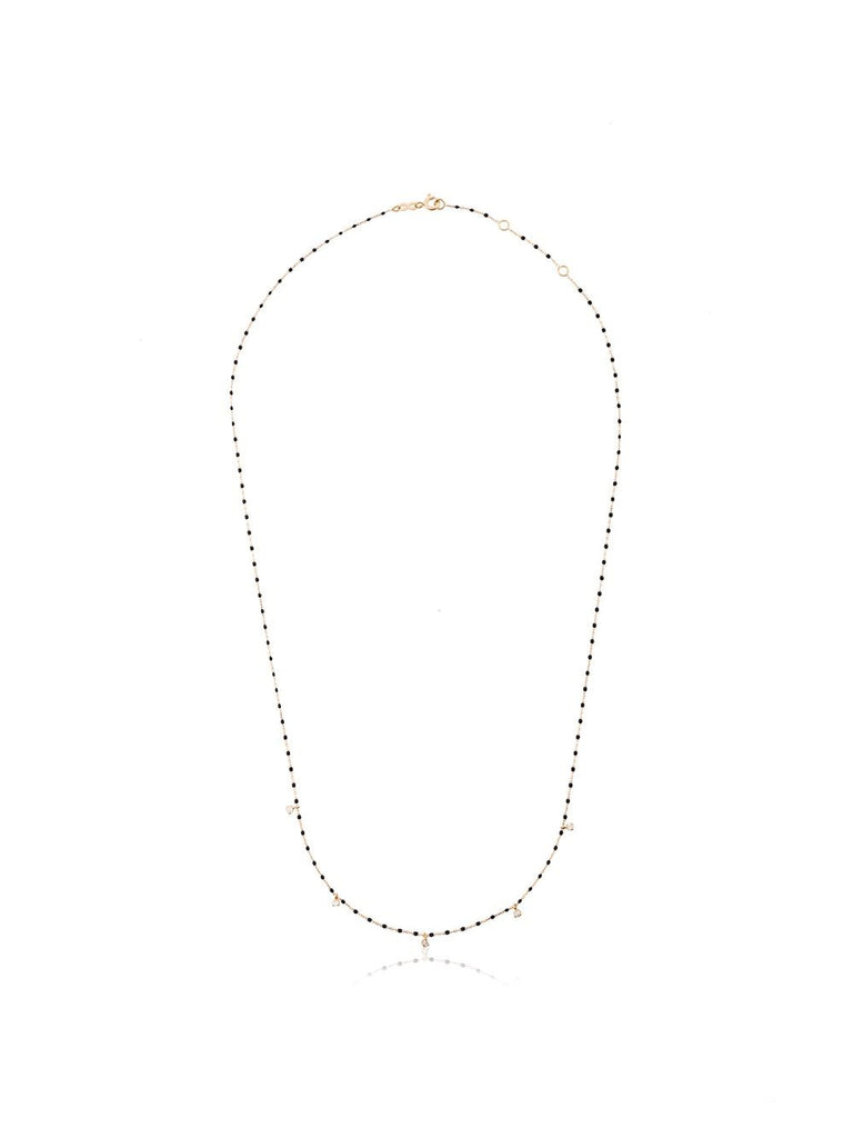 black 18kt yellow gold beaded diamond necklace