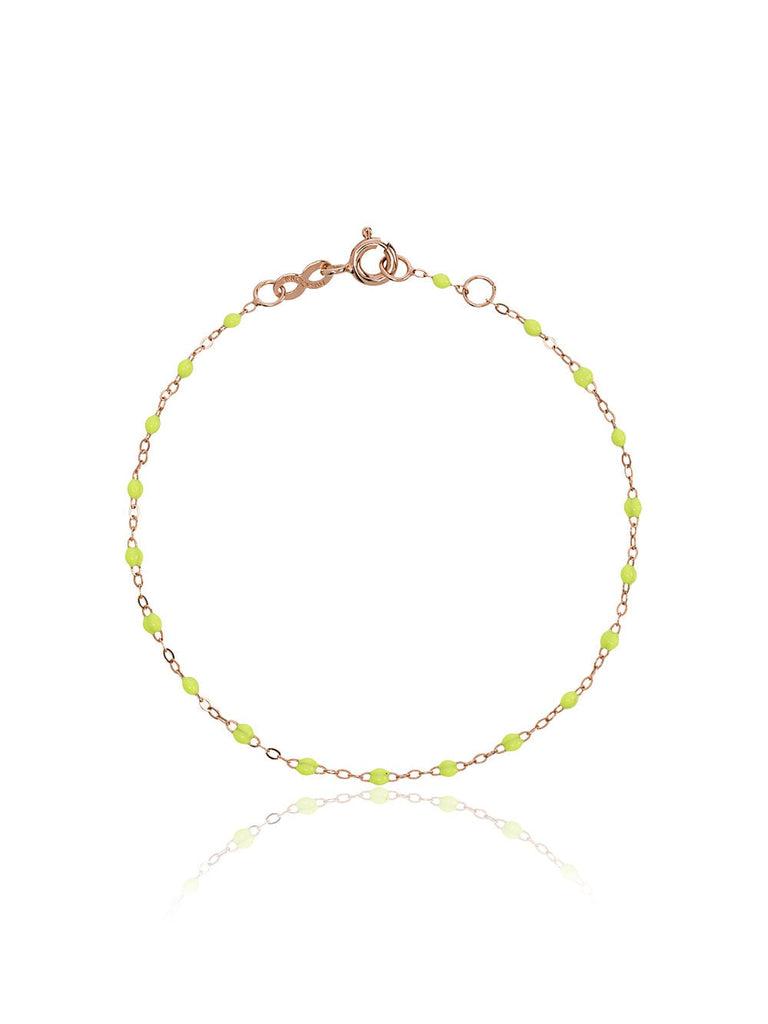 lime green RG bead rose gold bracelet