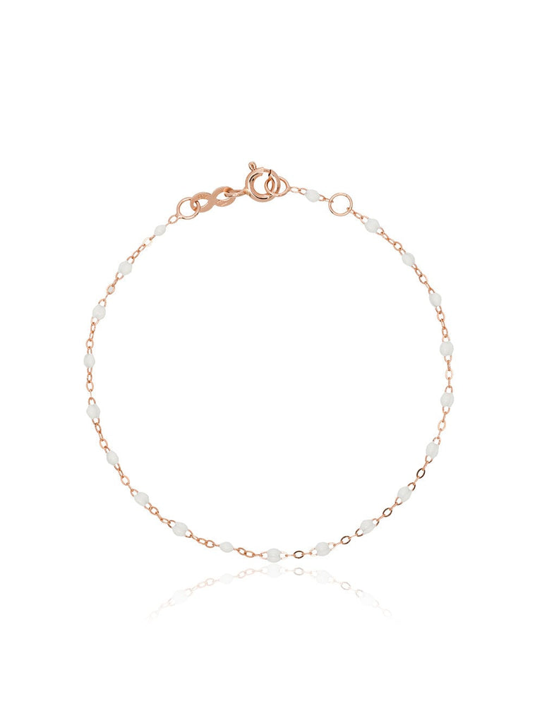 18k rose gold white beaded bracelet