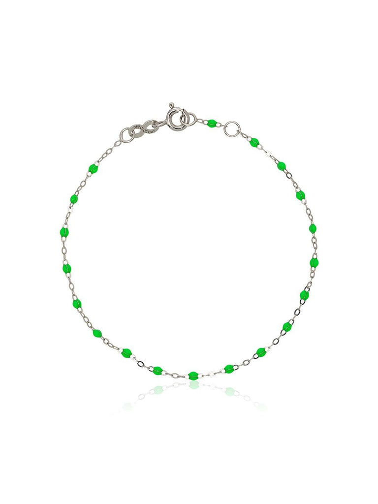 18K white gold green beaded bracelet