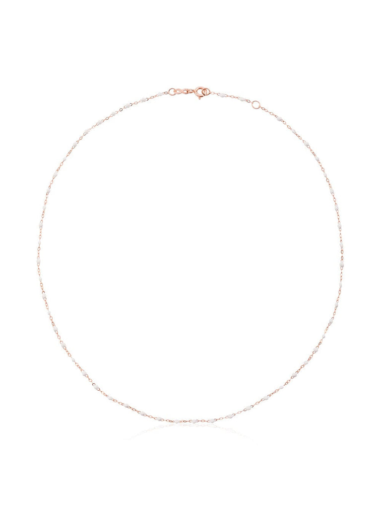 white 18kt rose gold  beaded necklace