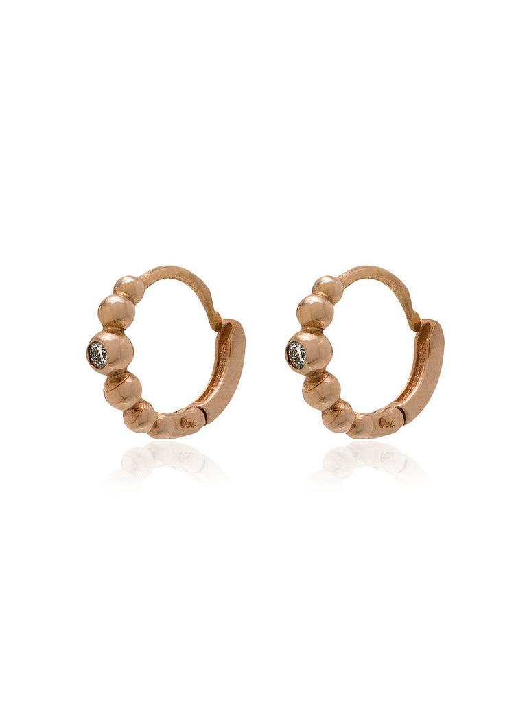 rose gold lucky diamond mini hoop earrings