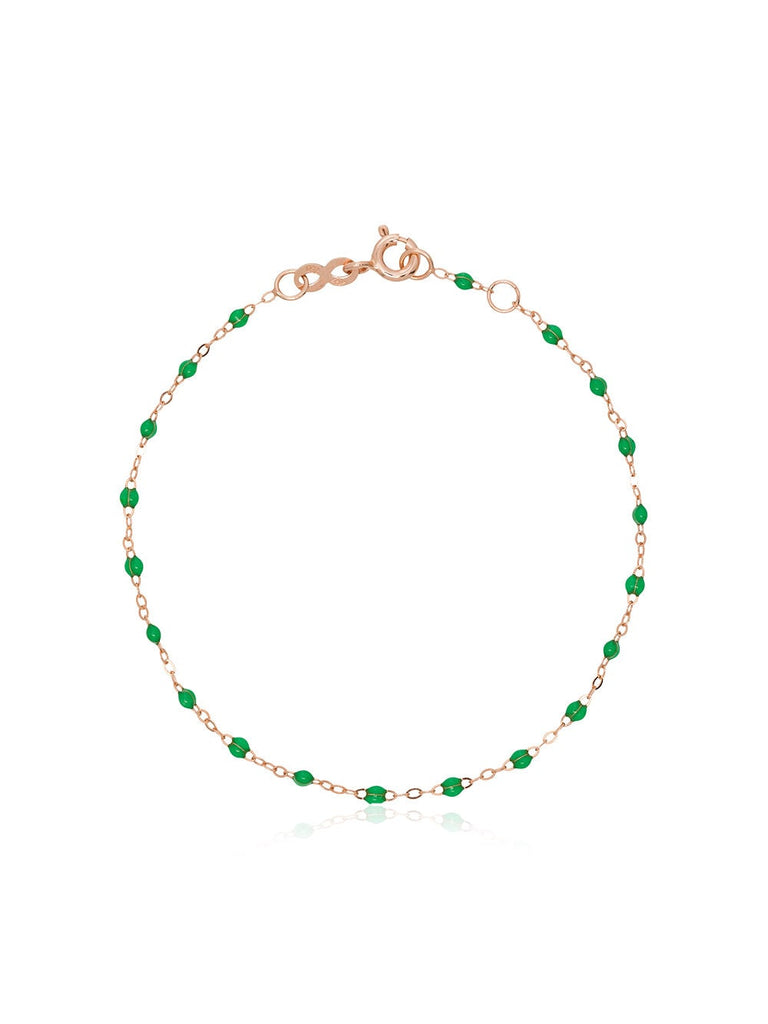 18k rose gold green beaded bracelet