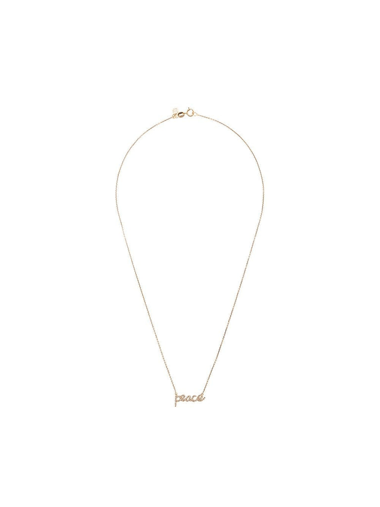 14kt gold diamond peace necklace