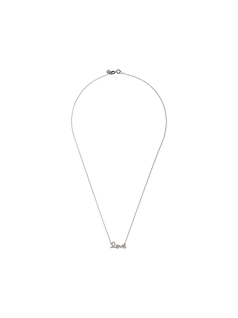 14kt white gold blackened diamond love necklace