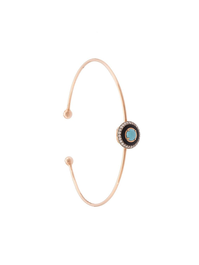 18kt rose gold, diamond, turquoise and enamel circular cuff